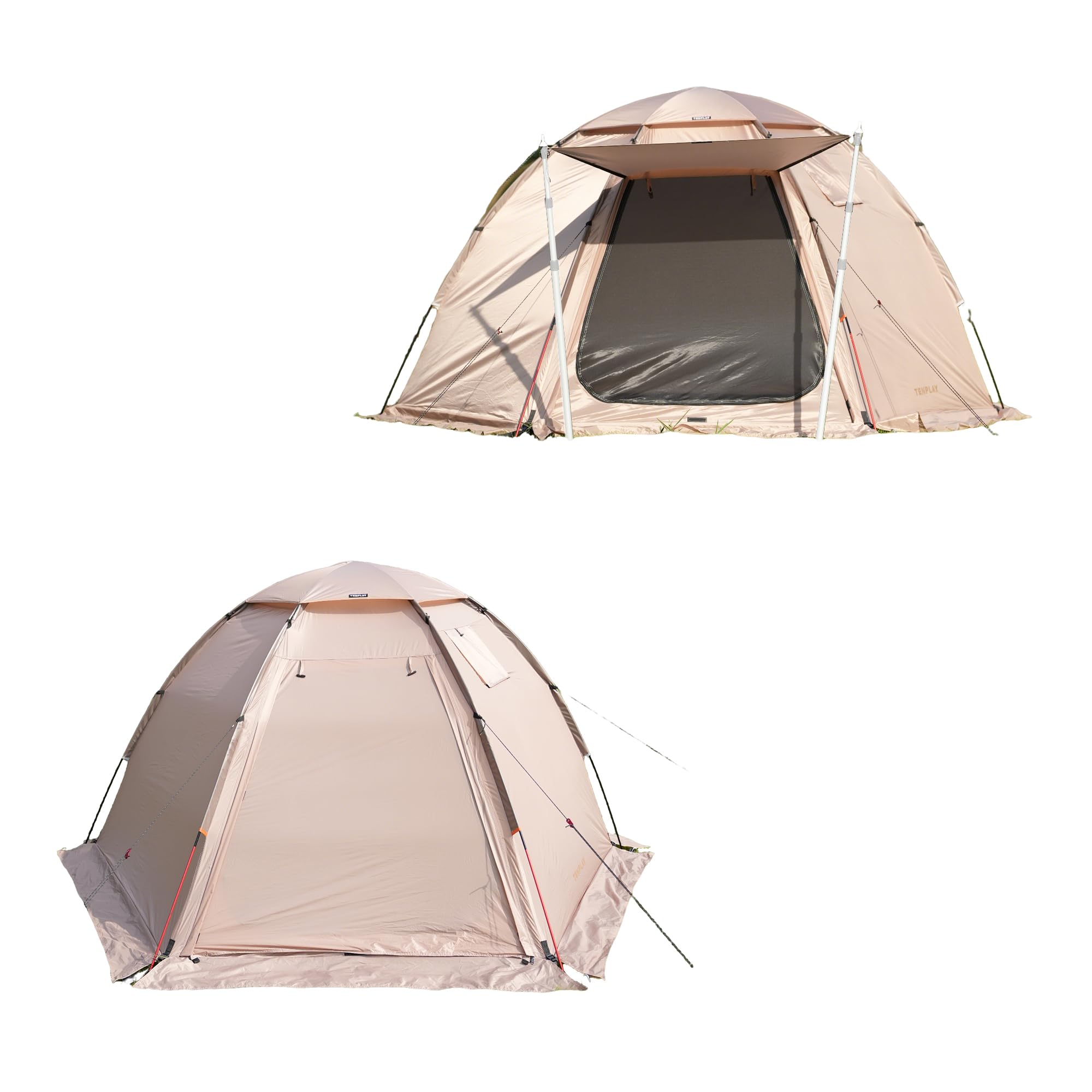 TENPLAY 4 Season Camping Hot Tent with Stove Jack,3.9kg Lightweight Backpacking Tent for 1-2 Person,PU 5000mm Waterproof 40D Nylon Windproof Geodesic Dome Shelter with Snow Skirt & Bathtub Groundsheet