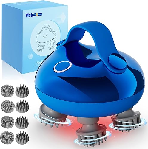 Masajeador eléctrico portátil de cuero cabelludo, IPX7 resistente al agua, masajeador de cabeza calentado, 96 nodos de amasamiento, 3 modos de