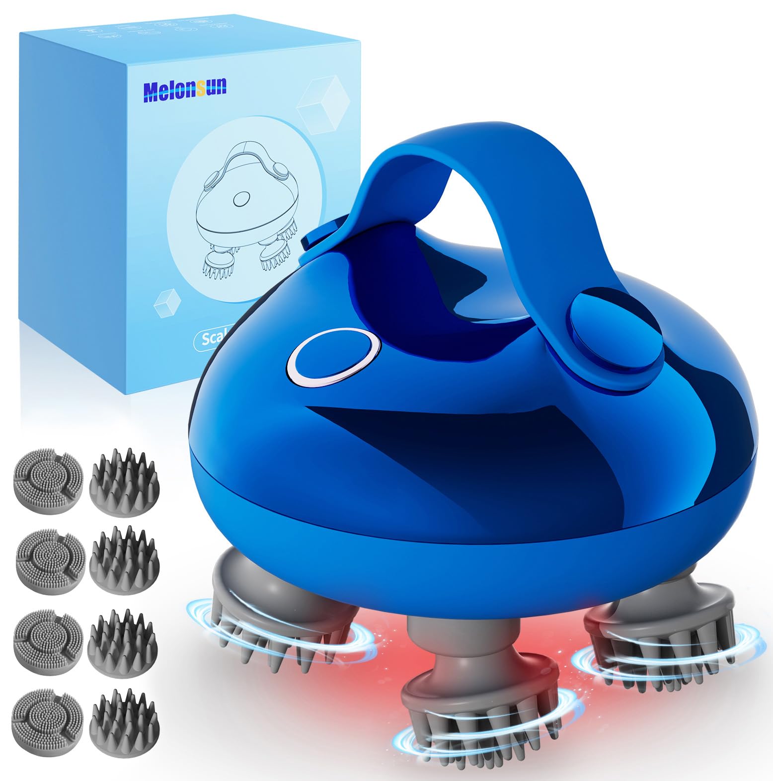 Rechargeable Electric Scalp Massager- IPX7 Waterproof Scalp Massager with 100 Kneading Nodes, 3 Speed Modes, 2 Massage Styles for Body Massage & Face Cleaning, for Women & Men(Blue