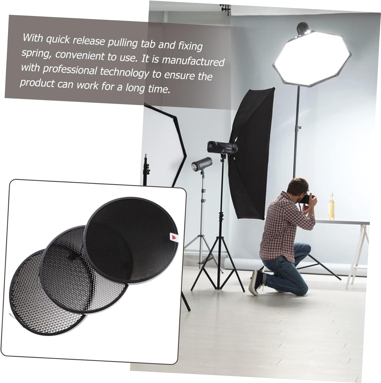 Photography Honeycomb Grid Diffuser Softbox Cellular Mesh for Flash 3pcs Set
