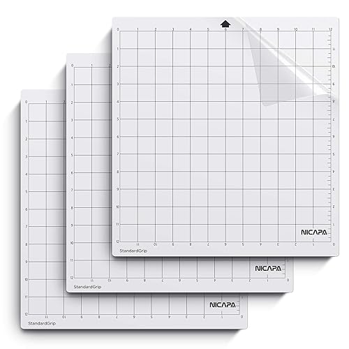 Nicapa StandardGrip Cutting Mat for Silhouette Cameo 4/3/2/1 (12x12 inch,3 pack) Standard Adhesive Sticky Quilting Cut Pads Replacement Accessories for Silhouette Cameo