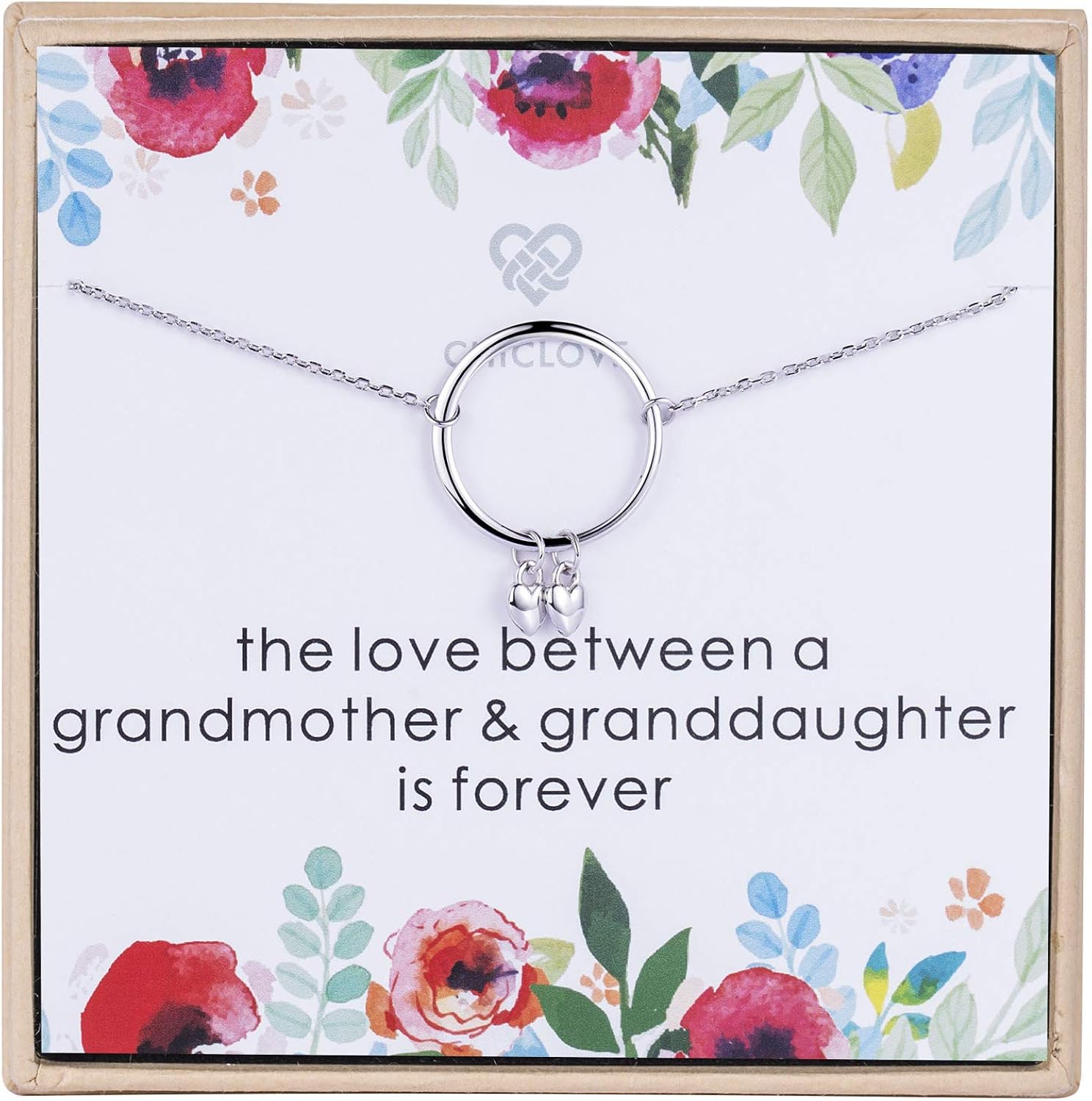 CHICLOVE Grandma Gifts de la nieta El amor entre una abuela y la nieta es para siempre collar joyería familiar, plata