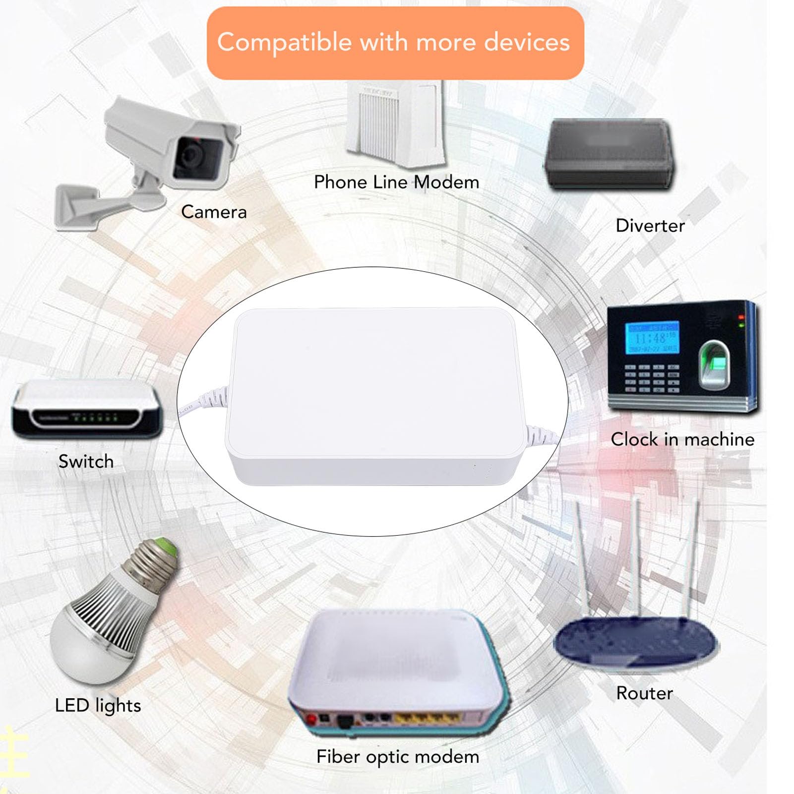 YWBL-WH Mini DC UPS UPS 9000 MAh Copia de Seguridad Fuente de Alimentación de Respaldo No Interrumpir para el Enrutador de Cámara DC 9V 2A, Fuente de Alimentación Portátil para Viajes en el Hogar