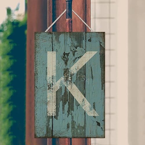 Vista 262 de Letrero colgante de madera con letra A, letrero de madera, decoración del hogar, 26 letras del alfabeto de metal, placa de madera, decoración