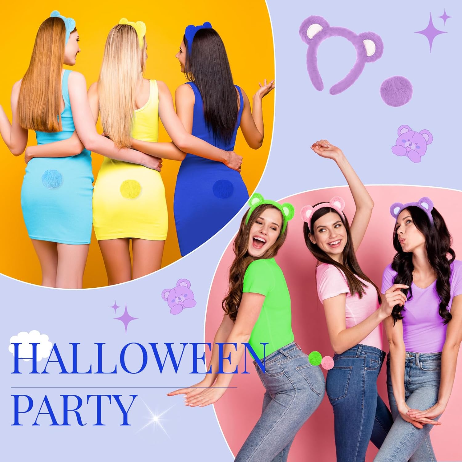 Toulite Bear Ears Headband and Tail Set Halloween Bear Costume Cosplay Accessories Women Animal Ear Headwear for Party - Image 2