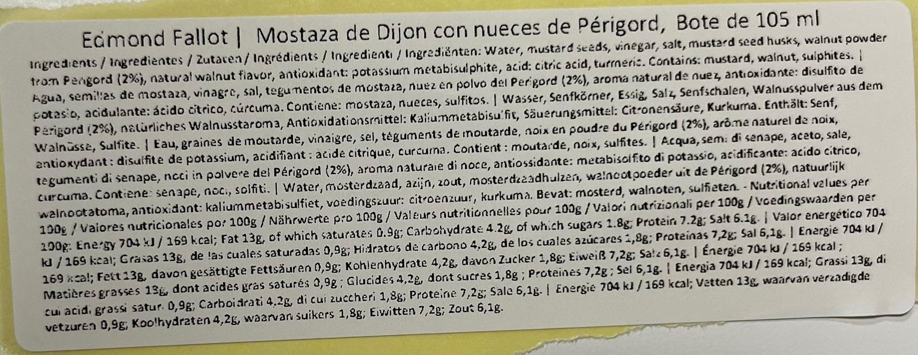 Edmond Fallot | Mostaza de Dijon con Nueces de Périgord, Bote de 105 ml