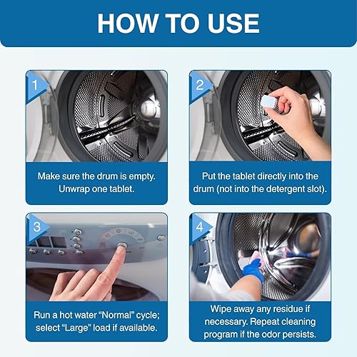 Miniatura 6 de flowcheer Limpiador de lavadora para pelo de mascotas y olor, tabletas de limpieza profunda para lavadora de tambor y bañera - Descompone la