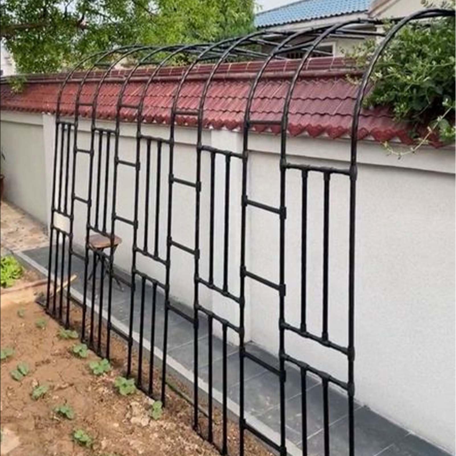 Łuk ogrodowy ścienny, stalowa półboczna kratownica do pnączy kwiatowych, pnące rośliny wspierające łuk pergola zewnętrzna kratownica stojaki na kwiaty na dekoracje weselne(240x240x40CM/7.9x7.9x1.3ft)