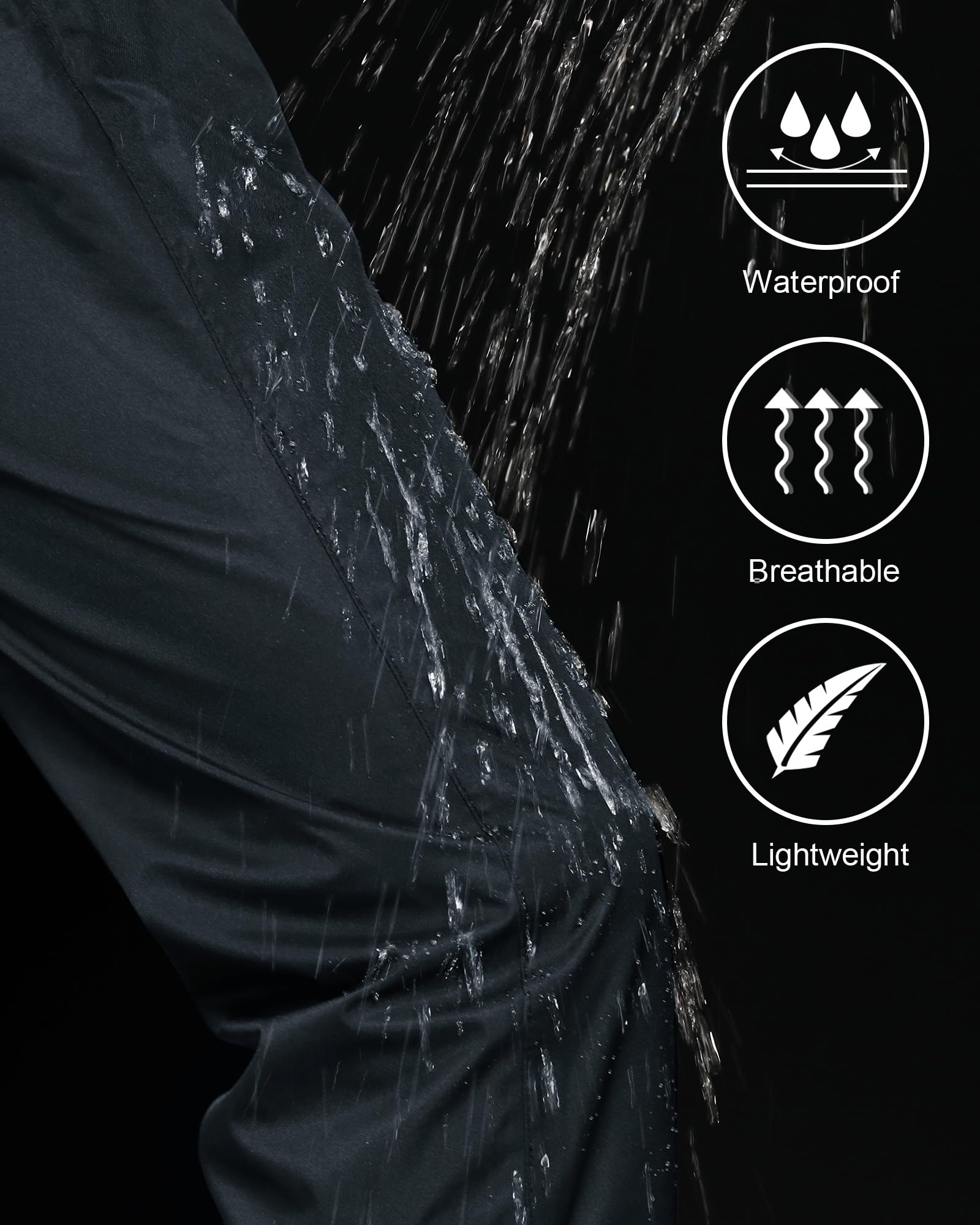 iCreek Pantalons imperméable Homme Pantalon de Pluie Homme Coupe-Vent Respirants Moto Pantalon Pluie Velo Pantalon de Cargo Travail pour l'extérieur Convient,la randonnée，Gris