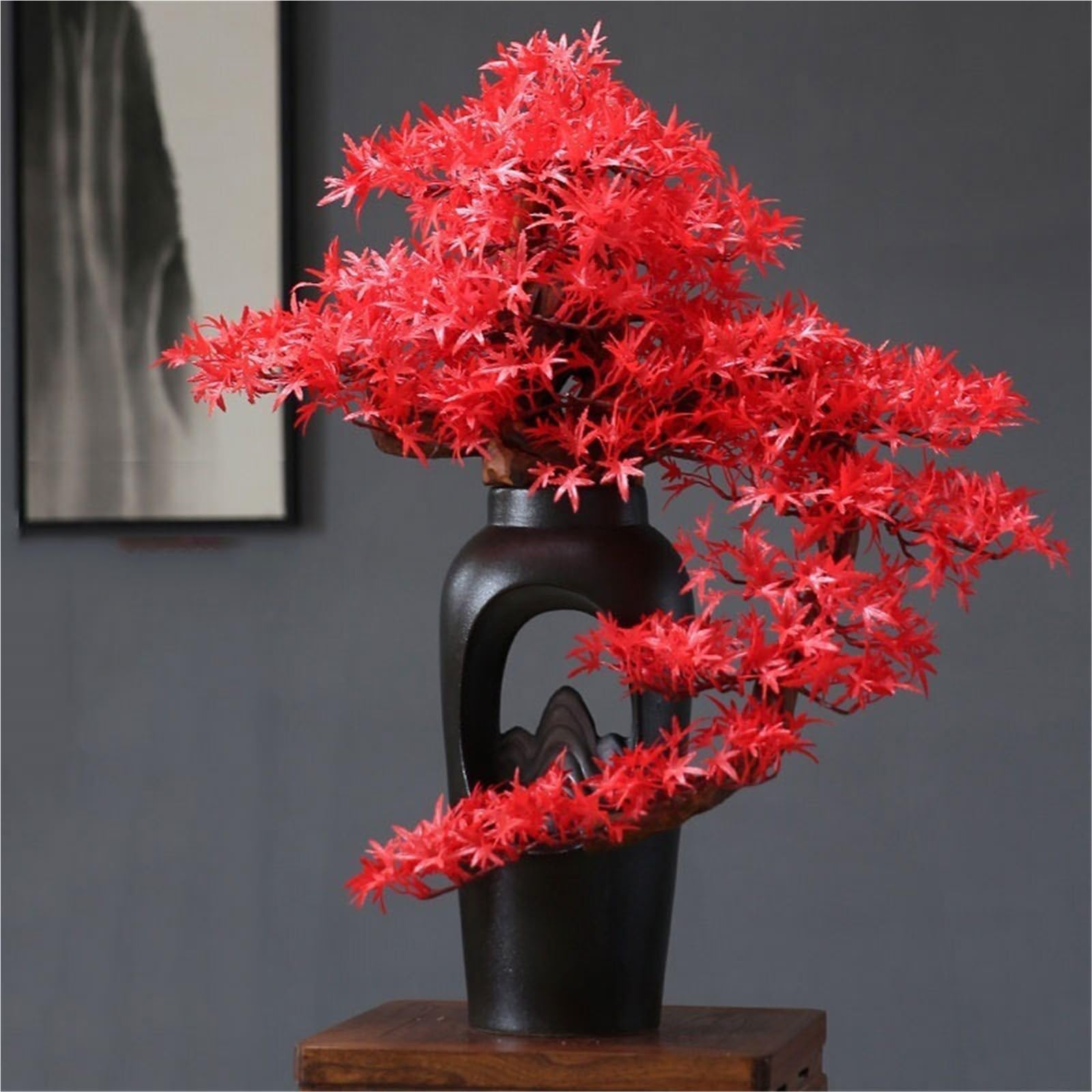 Decorazioni in vaso Artificiale rosso bonsai albero piante finte grandi decorazioni