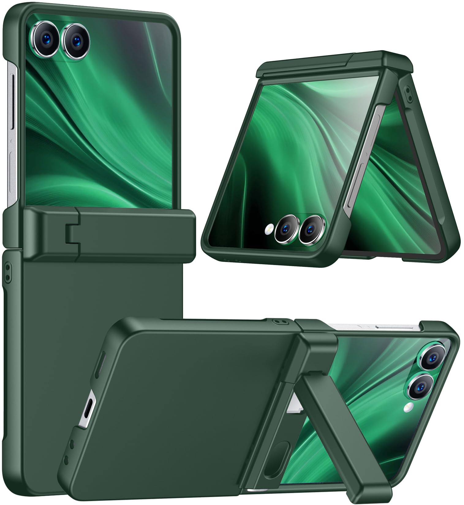 Custodia per Samsung Galaxy Z Flip 7 con protezione frontale integrata, cavalletto, protezione con cerniere, in policarbonato rigido, ultra sottile, antiurto, custodia protettiva per Galaxy Z