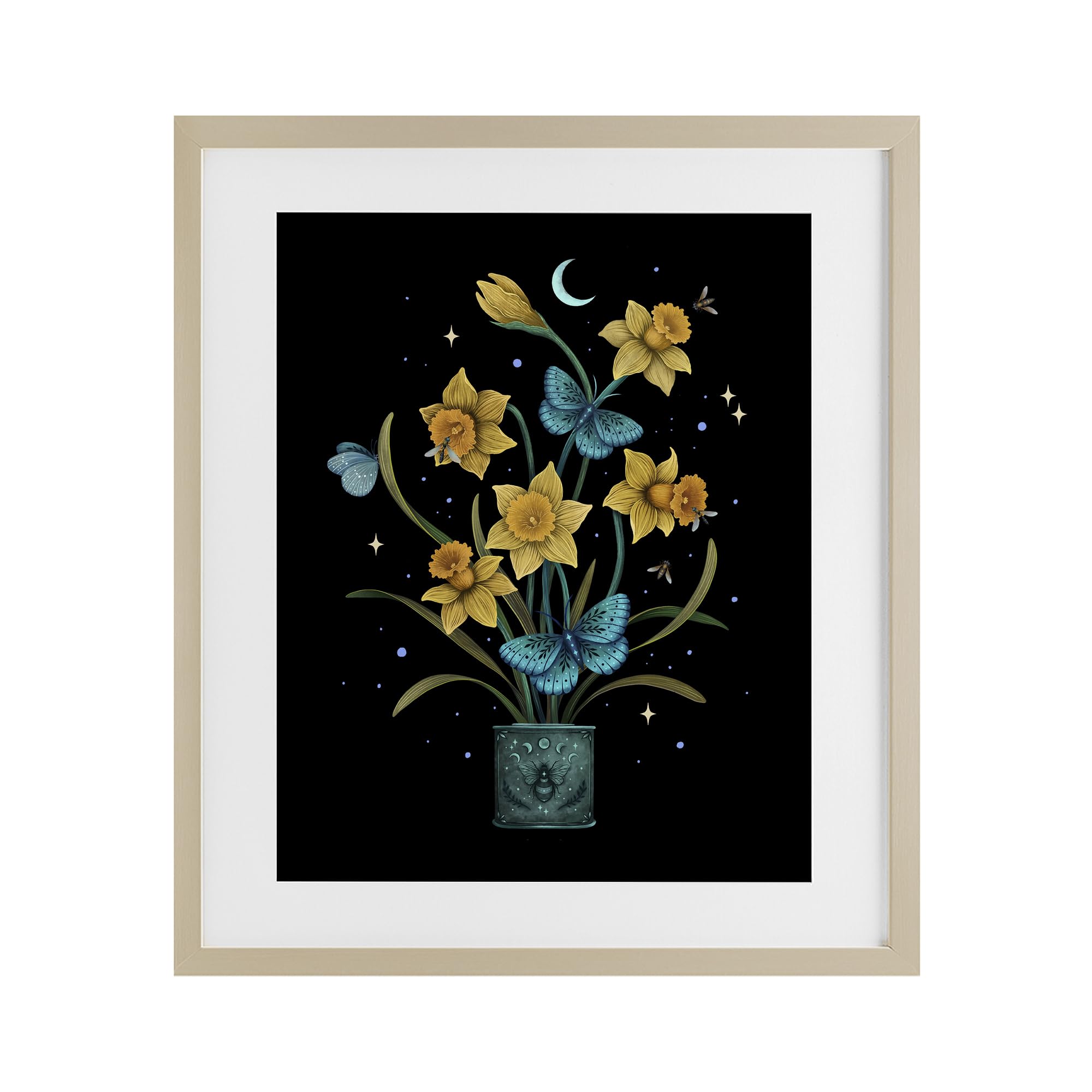 Stupell Industries Harvest Pine (Textured) Mystical March Daffodils Floral, 17 X 21 Inch Framed Print Under Glass