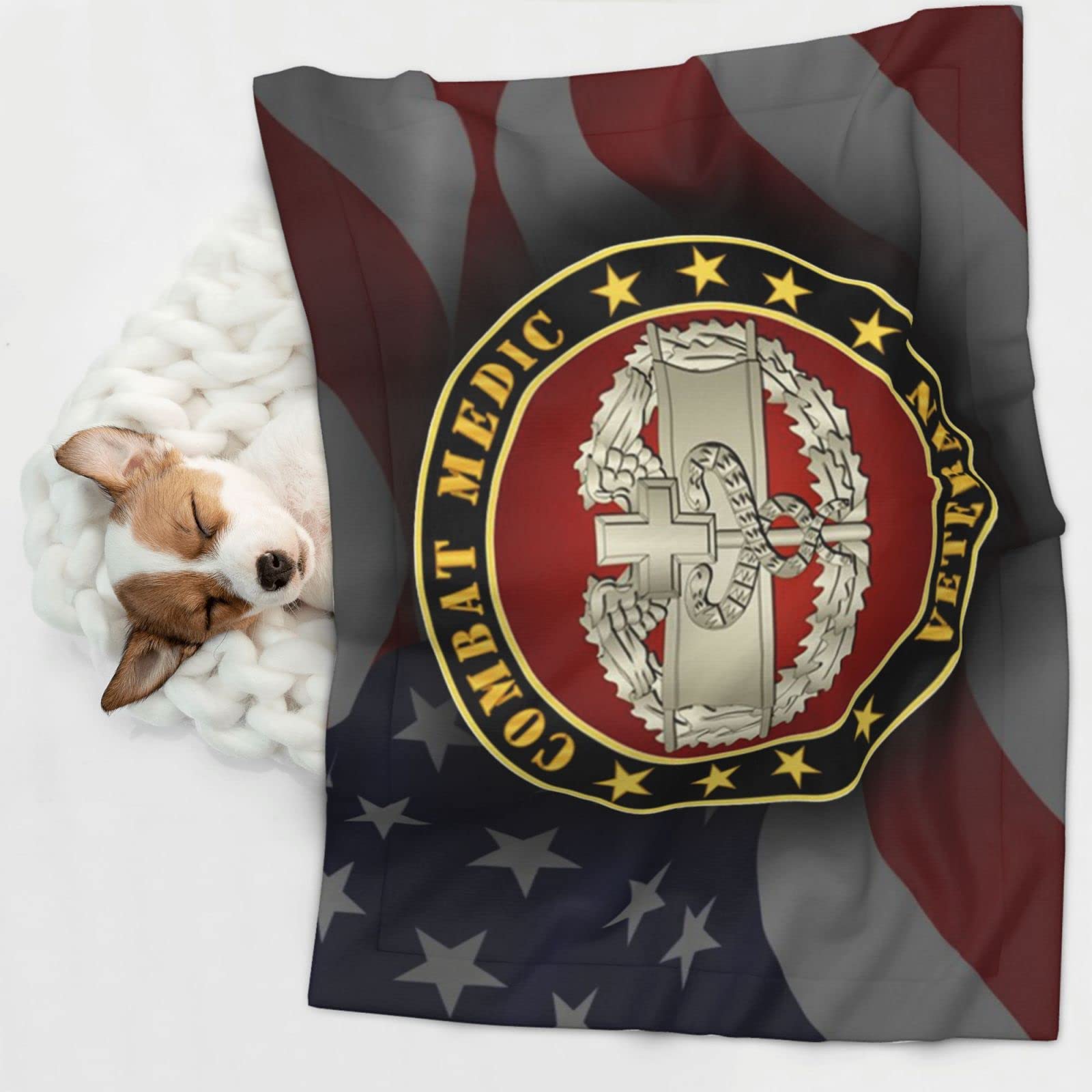 Army Combat Medic Veteran Soft and Cozy Pet Blanket for Dogs and Cats - Versatile and Comfortable Large
