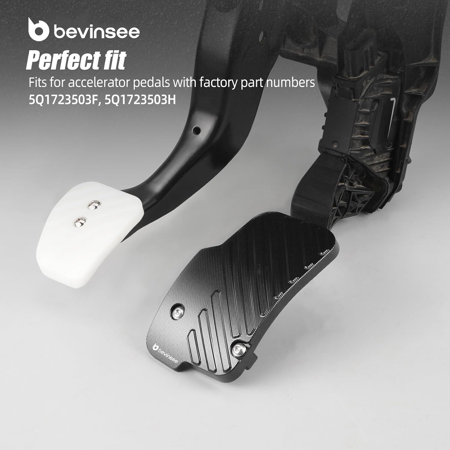 Bevinsee Heel/Toe Accelerator Extension Pedal Compatible with VW MQB/MQB EVO Golf GTI MK7 MK8 Manual Transmission LHD Aluminum Replacement 5Q1723503F 5Q1723503H Black