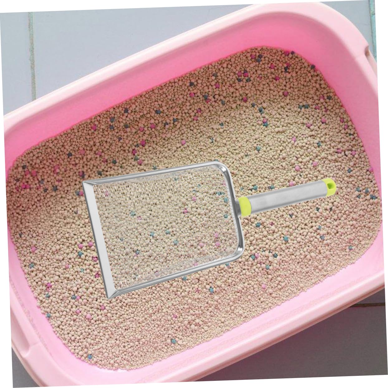 COLLBATH 5pièces Râteau à Litière Acier Inoxydable Non Adhésif pour Chat Outil De Nettoyage Pratique avec Large Ouverture pour Ramassage des Déjections Félines