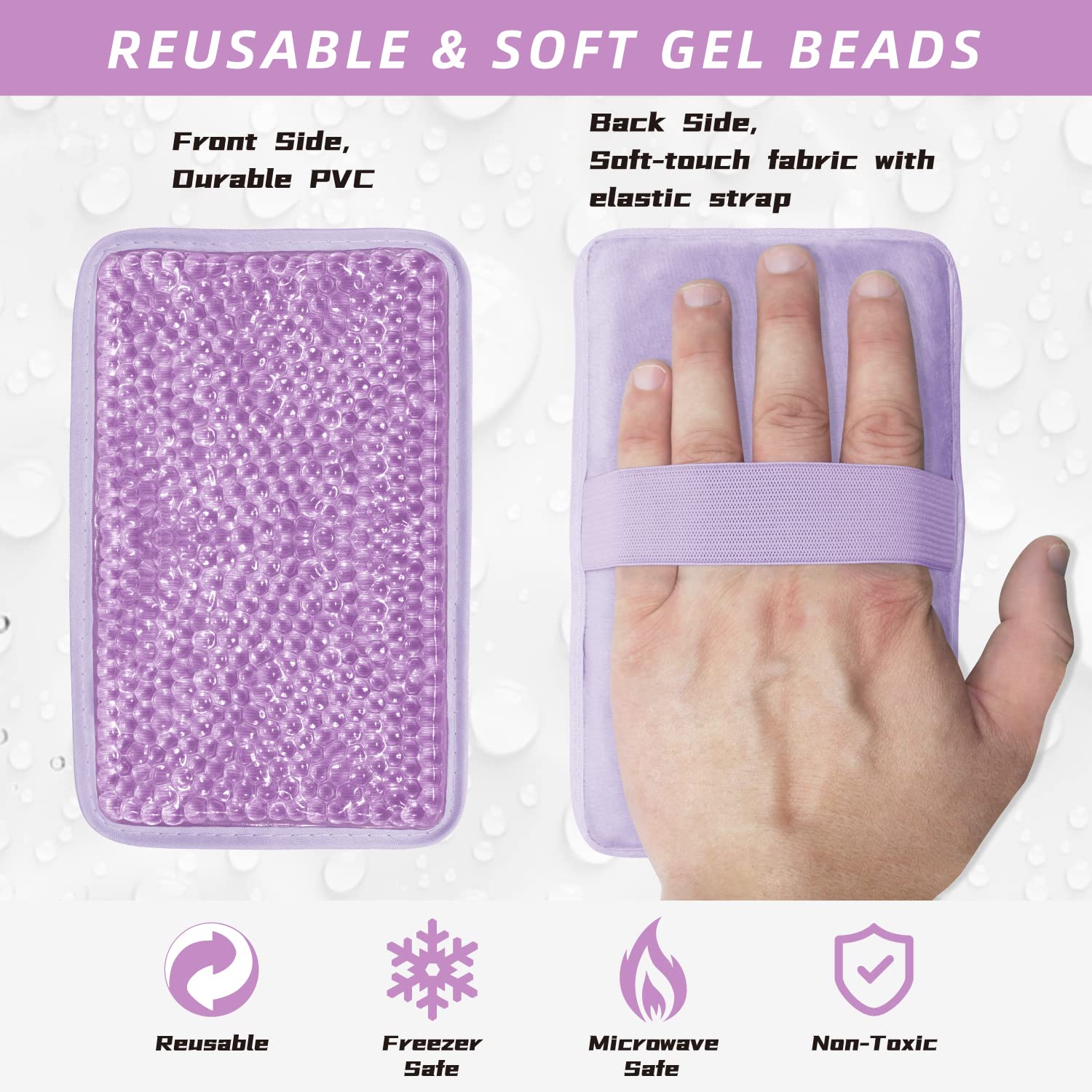Gel Eisbeutel mit Riemen,wiederverwendbar,heiße kalte Kompresse,Therapie bei Schmerzen,Schwellungen,Verletzungen von Knie,Schulter,Fuß,Rücken,Knöchel,Nacken,Hüfte,Ellbogen 2 Stück,Violett