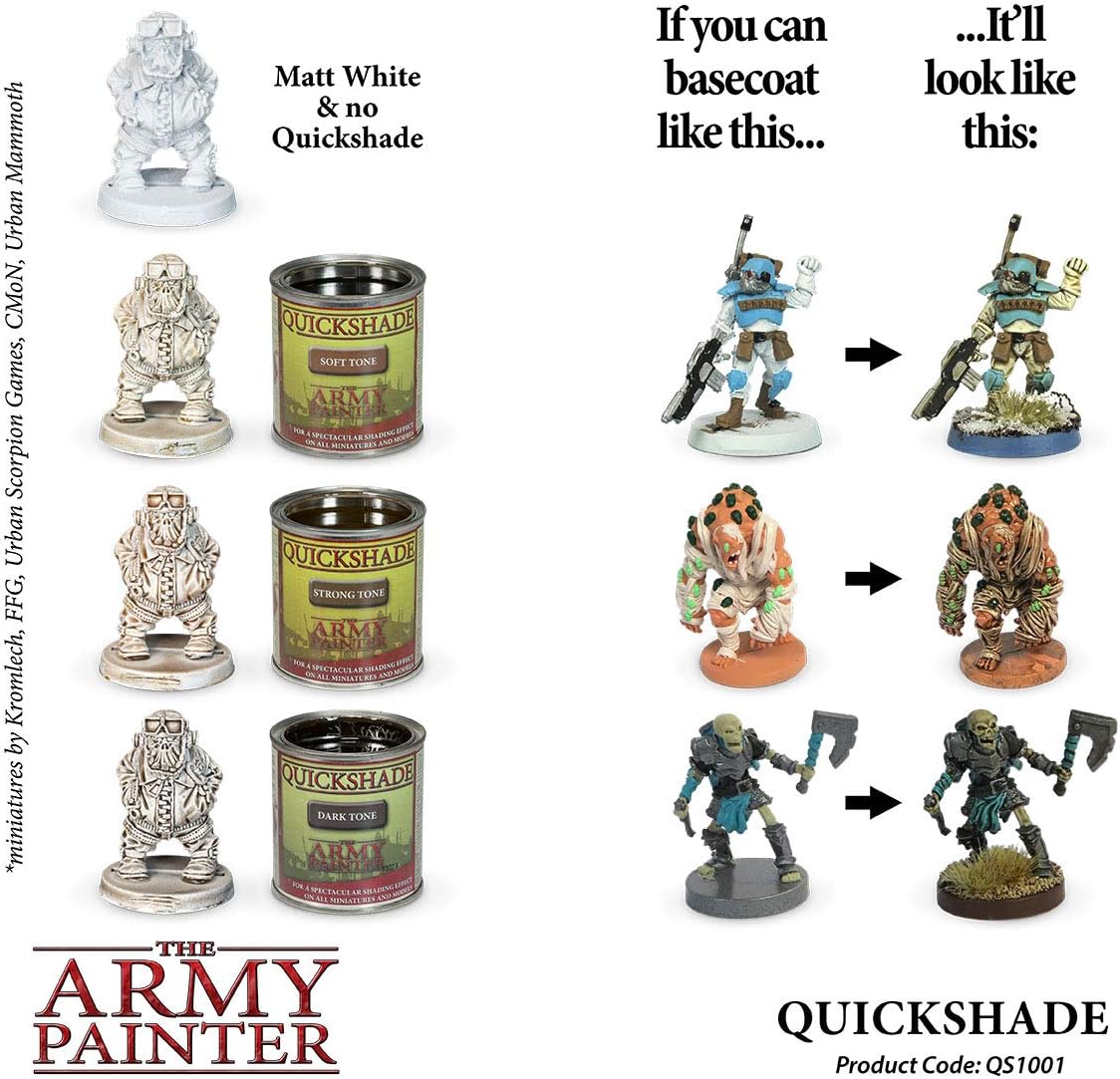 Miniature Painting Varnish for Shading Mini Models, Soft Tone - Quickshade Miniature Varnish by The Army Painter (250 ml)