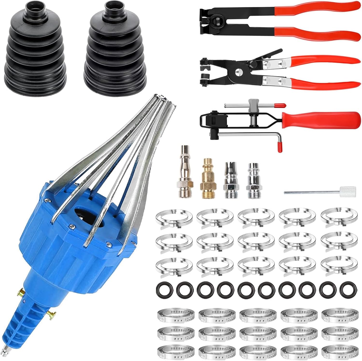 CV Joint Boot Tool with 3Pcs Cv Boot Clamp Pliers Kit, Expander Rod Spreader Installation Removal Tool, Compatible with Audi, BMW, Mercedes, ATV, UTV (Blue)