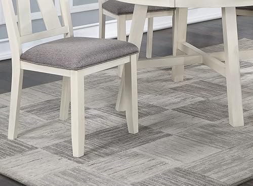 Miniatura 8 de JINSVICO Banco de comedor largo de madera maciza con asiento de cojín de tela muebles de comedor blanco antiguo