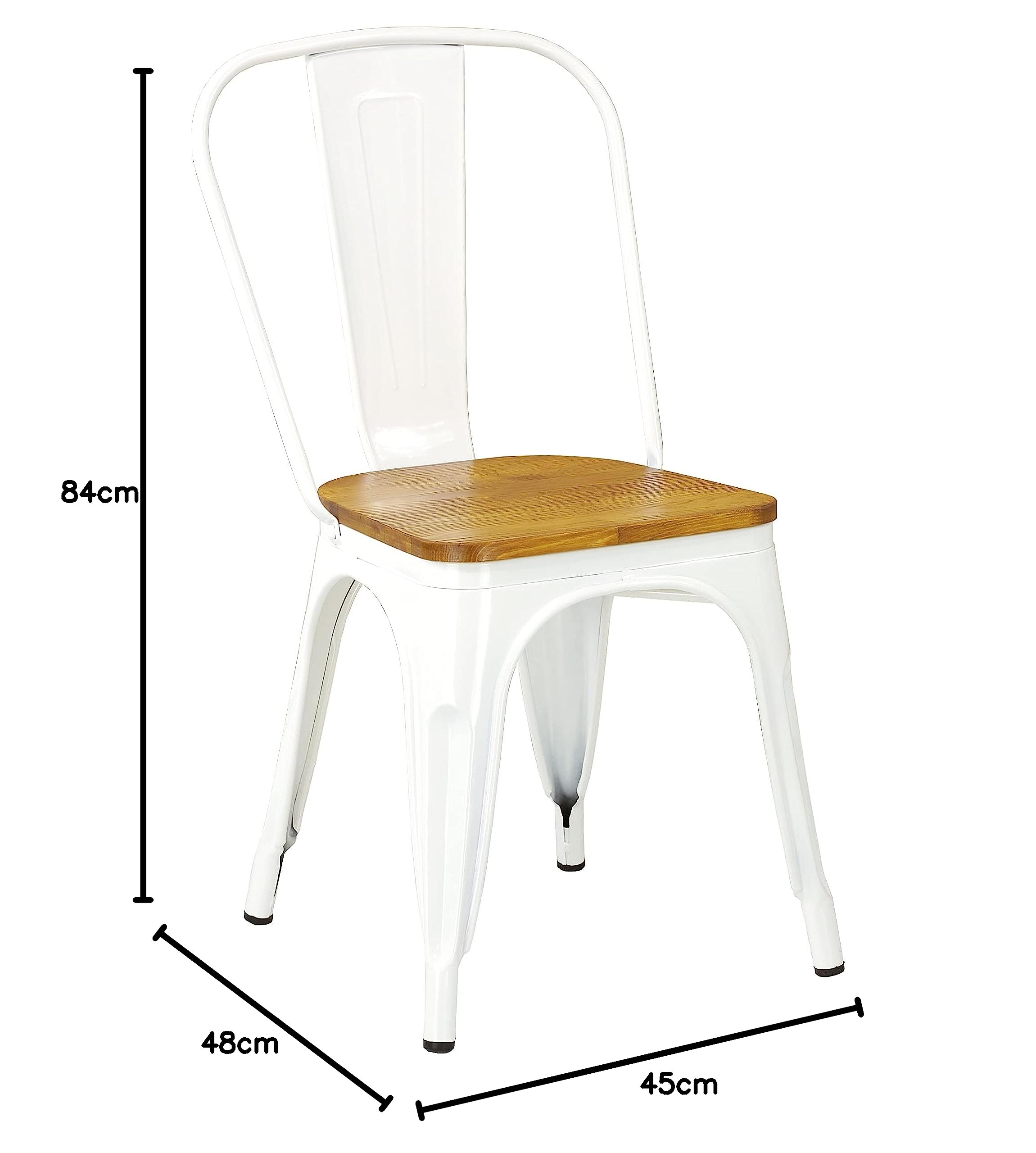 Totò Piccinni Sedia Industry in Metallo Design Industriale (1 Sedia, Wood/Bianco)