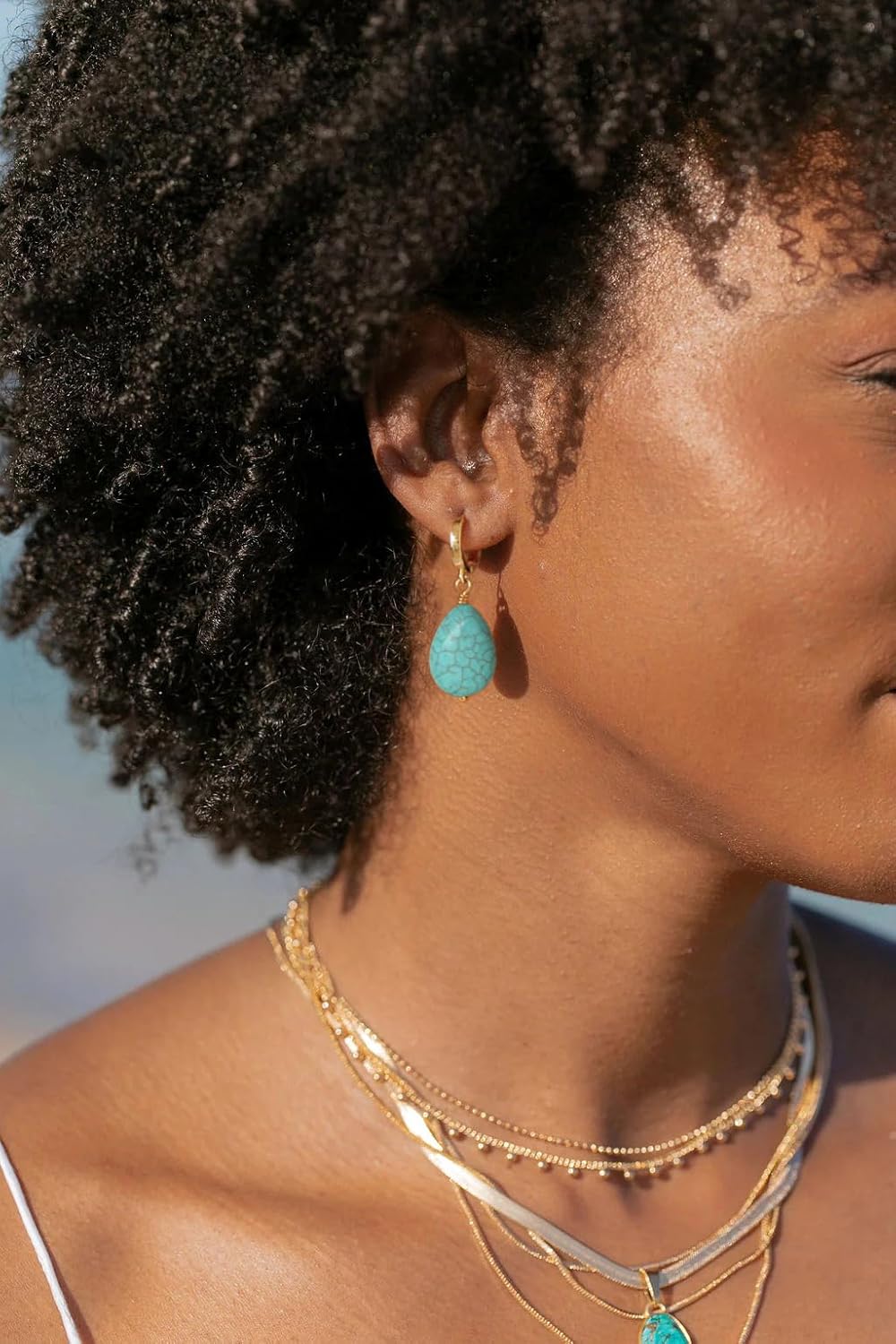 Gold Plated Huggie Hoop Earrings with Charms Fashion Pearl Drop Dangle Earrings for Women Handmade Karma Circle Jewelry for Ladies Lightweight Pearl Earrings on Christmas - Image 2