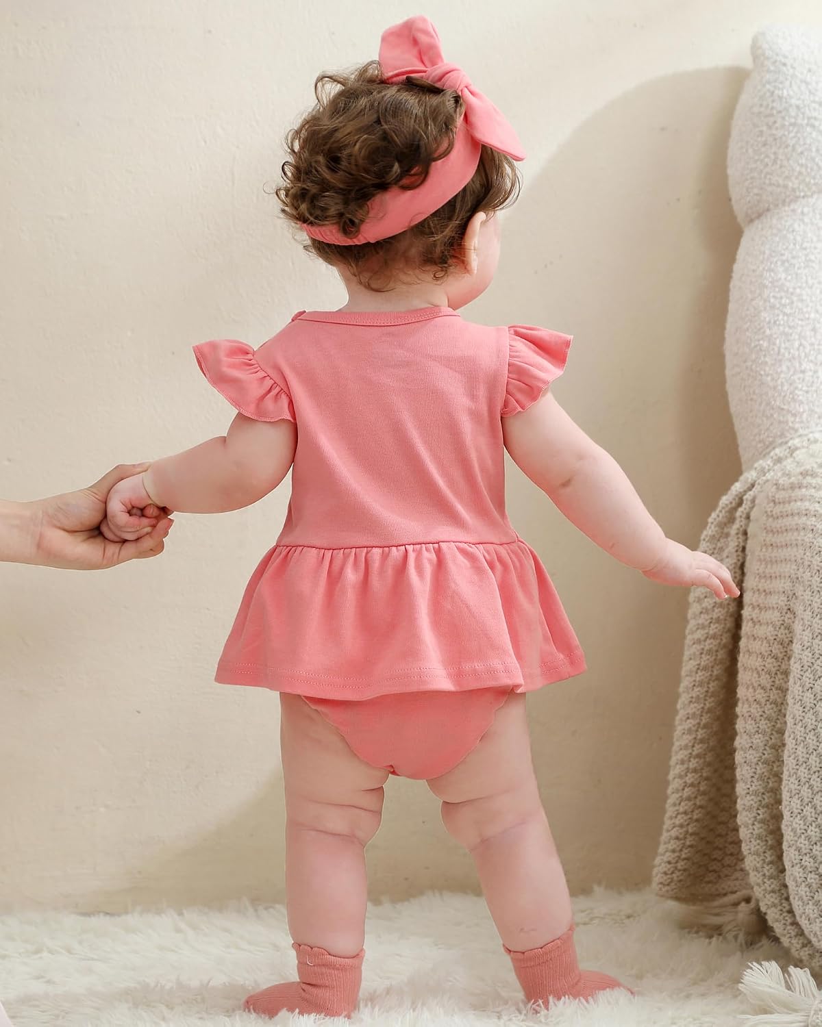 Baby Girls Romper Summer Ruffled Sleeve Bodysuit Dresses Infant Girl Clothes