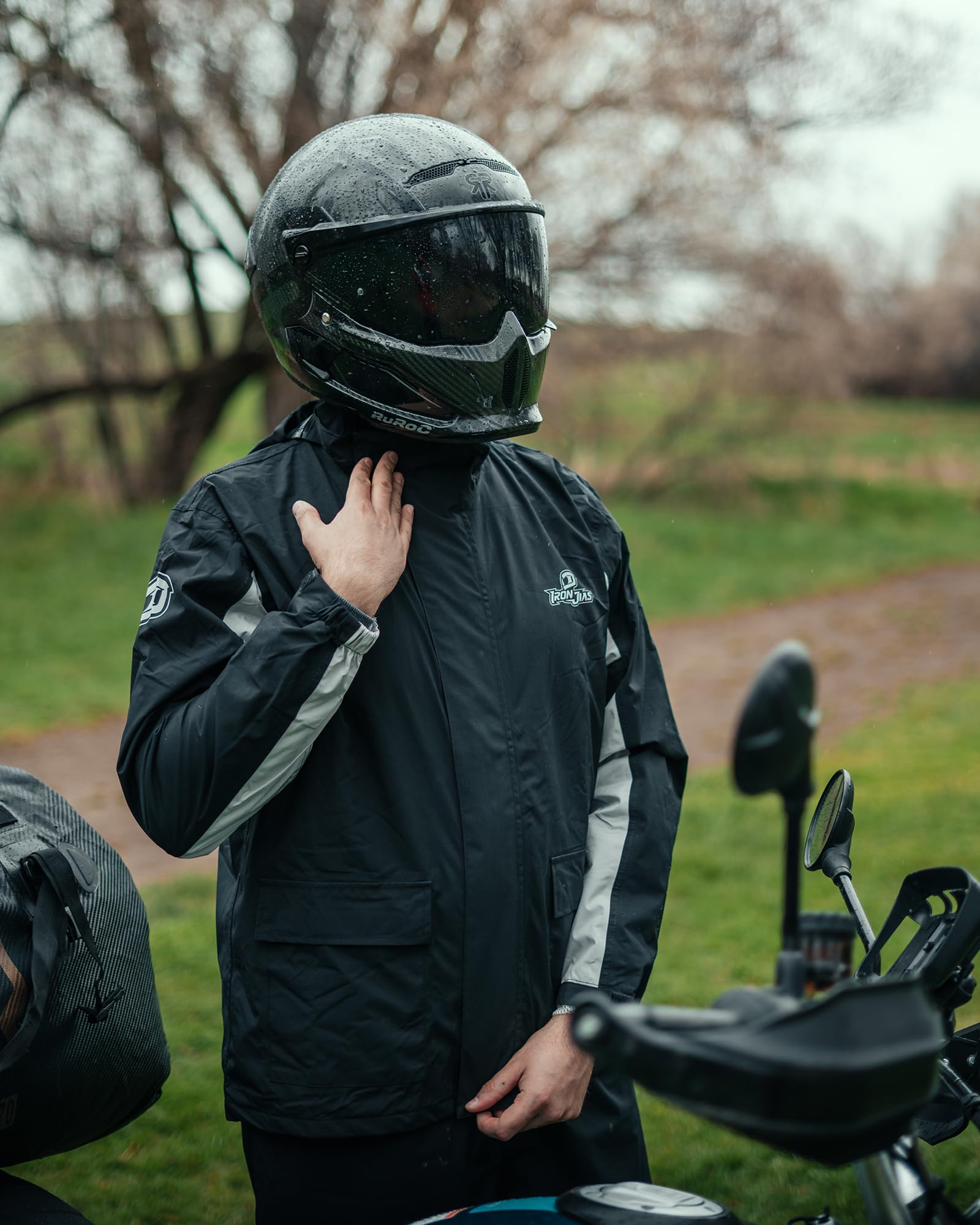 IRON JIA'S tuta impermeabile da moto da uomo, giacca impermeabile da moto da uomo, utilizzando il tessuto di protezione ambientale GRS, leggero impermeabile antivento traspirante, moto, ciclismo