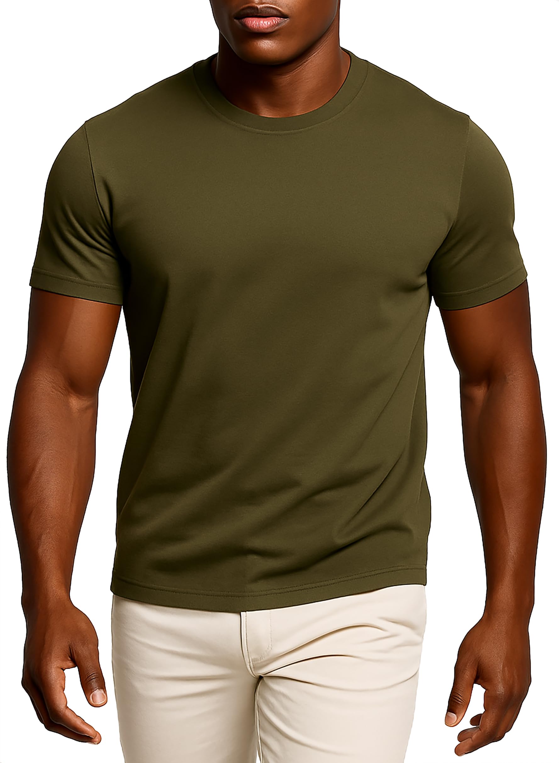 Leif Nelson Herren T-Shirt Slim Fit, Basic Kurzarm Shirt aus 100 % Baumwolle, Rundhals Sommer Shirt für Freizeit & Alltag