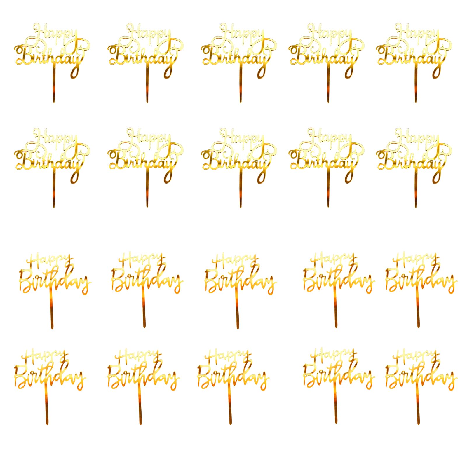 2packs Cake Toppers For Cake Decoration, 20pcs Happy Birthday Cake Topper For Party Supplies, Cake Decorating Items Toppers For Birthday Celebration, Modern Birthday Decoration For Kids, Adults-image-30