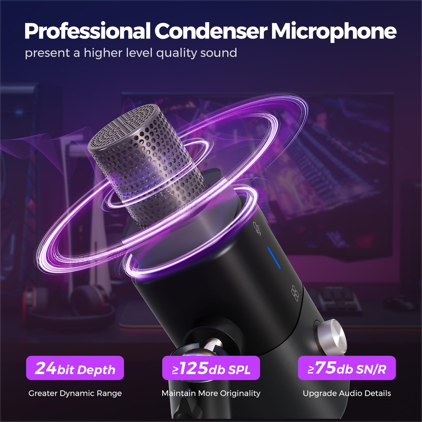 NearStream AM25X USB/XLR Condenser Mic with Boom Stand-Studio Recording Microphone Kit, One-Tap Mute - Image 3