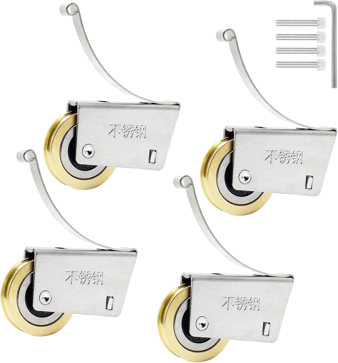 4 piezas polea para puerta corrediza, sistema cóncavo de acero inoxidable para armario o cocina miniatura 1