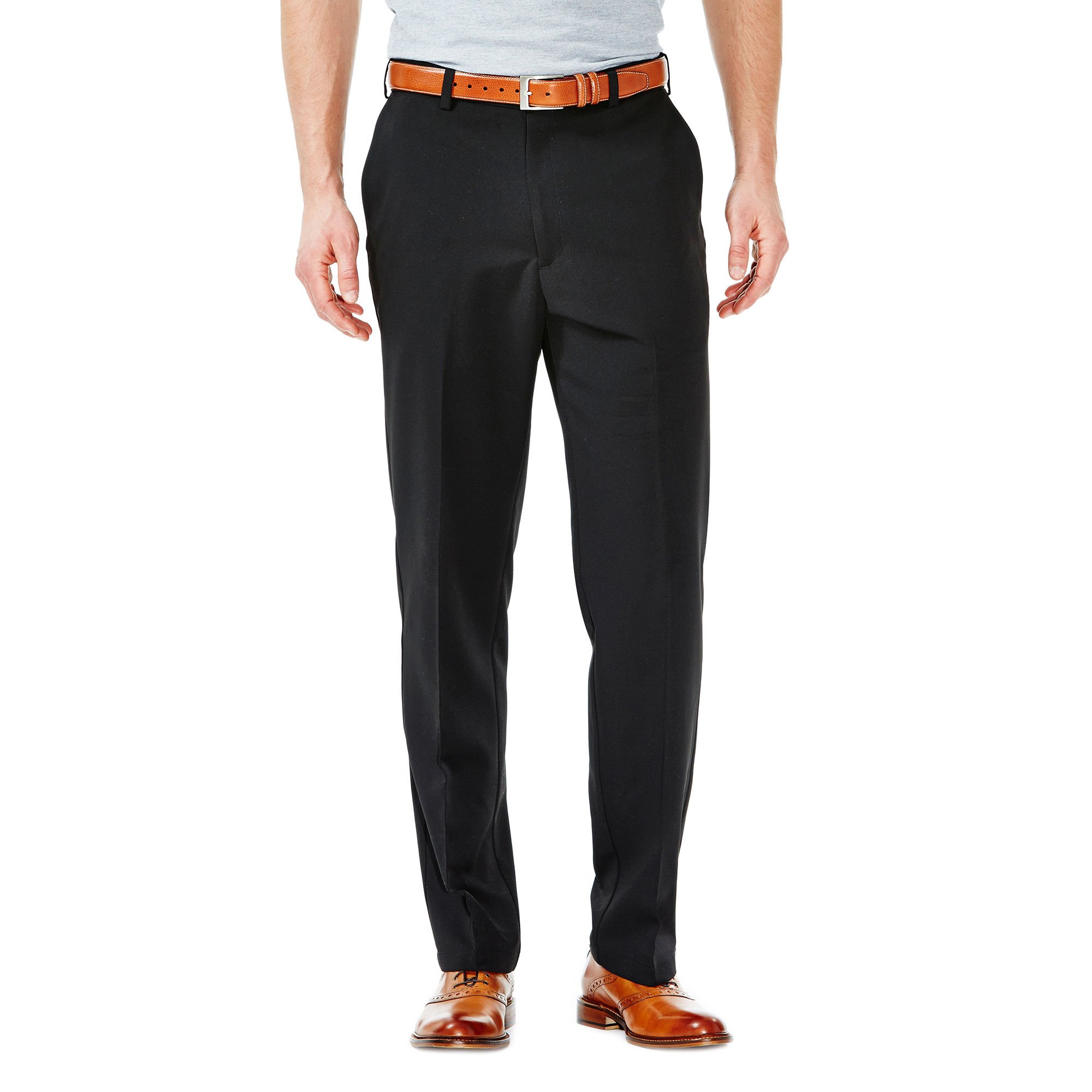 Haggar Mens Cool 18 Flat Front Pant Black 46-32