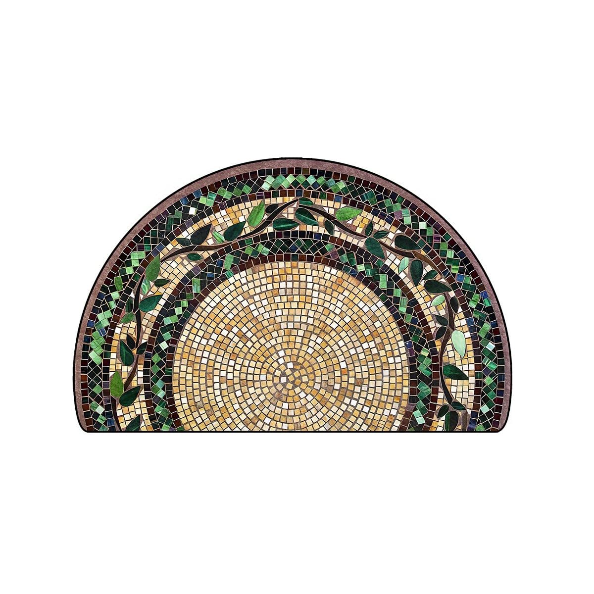 SLDAGe Half Moon Door Mats Indoor,Non Slip Door Matts,Dirt Trapper Absorbent Doormat Outdoor,Washable Heavy Duty Floor Mat for Entrance Front Door Kitchen Garden,Vine Pattern Bamboo Green,100 * 160cm