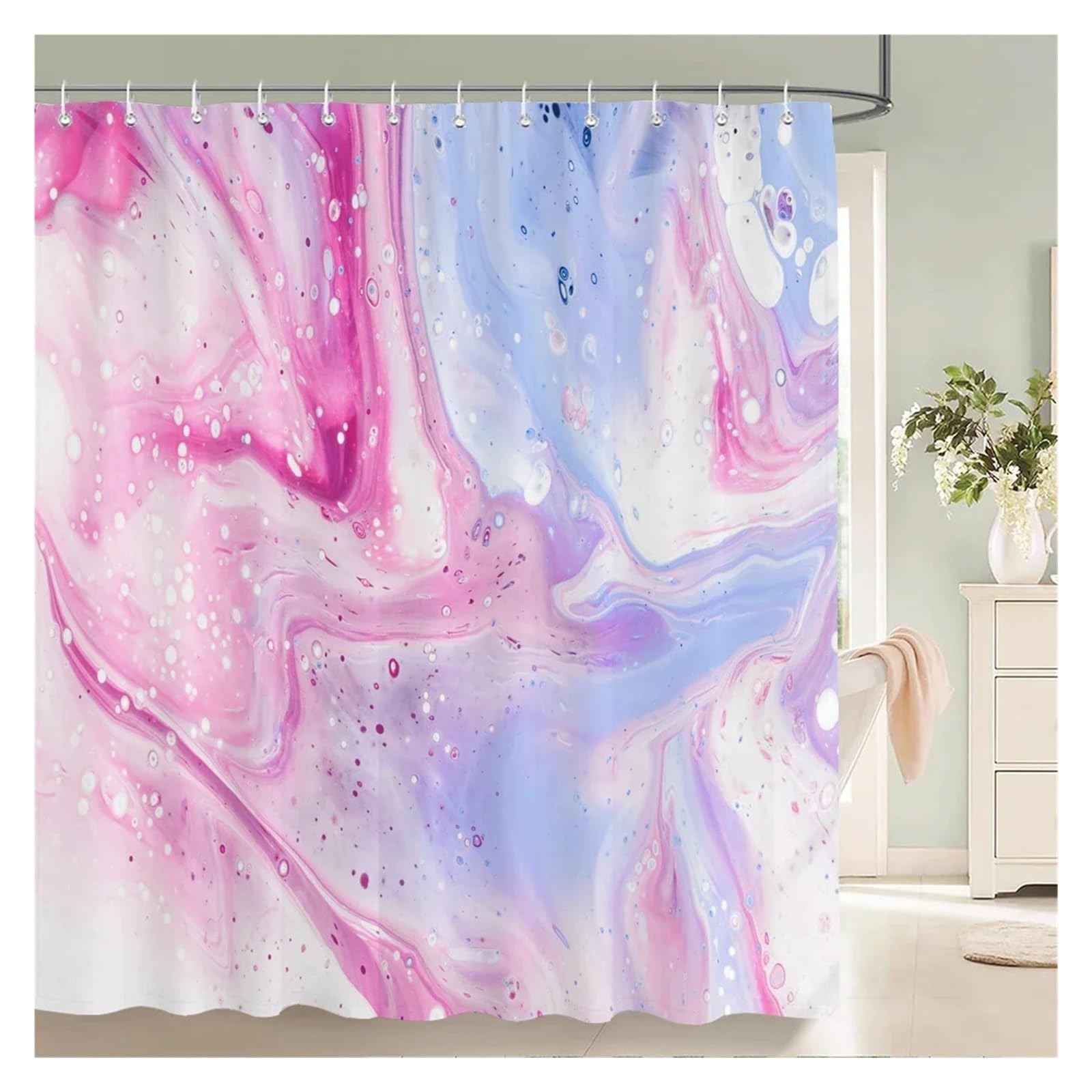 Rideau de douche en tissu de qualité premium avec motif marbre 180x180