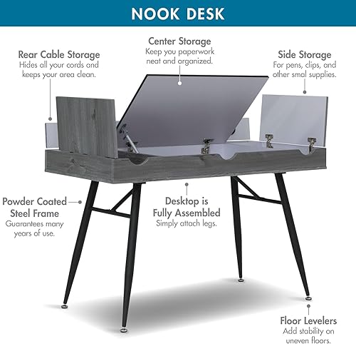 Miniatura 51 de Calico Designs Le Woodford - Escritorio moderno, secretario, para escritura, de 45 pulgadas de ancho, con gabinete bajo de almacenamiento cónico,