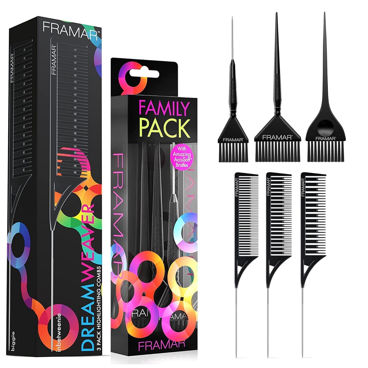 Family Hair Color Brush Set - Framar Dreamweaver Highlight Comb Set