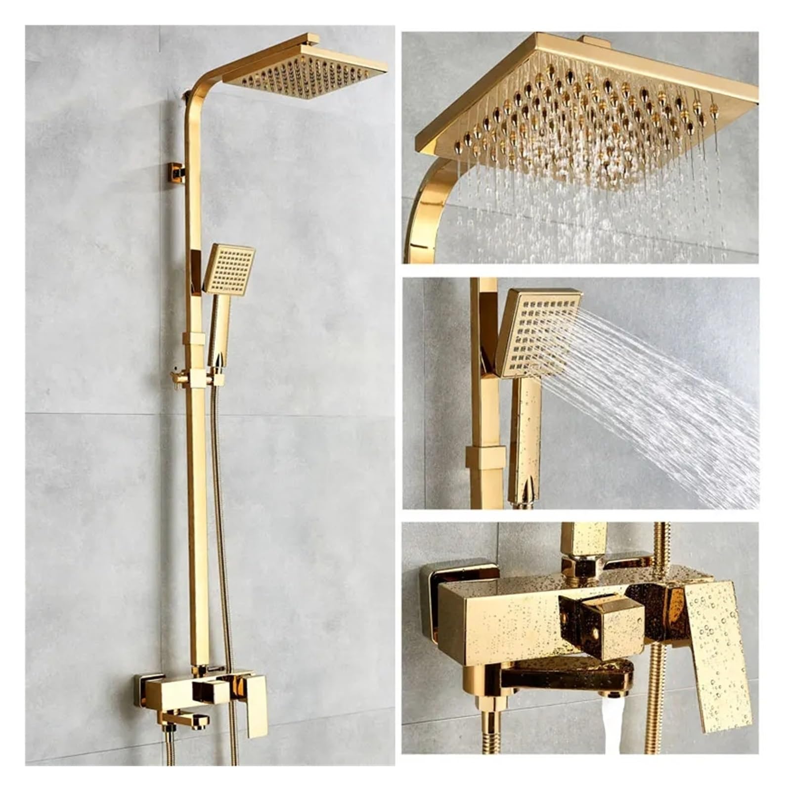 BHGFYXBS Bathtub Faucets Luxury Gold Brass Bathroom Faucet Mixer Tap Wall Mounted Hand Held Shower Head Kit Shower Faucet Sets,Shower