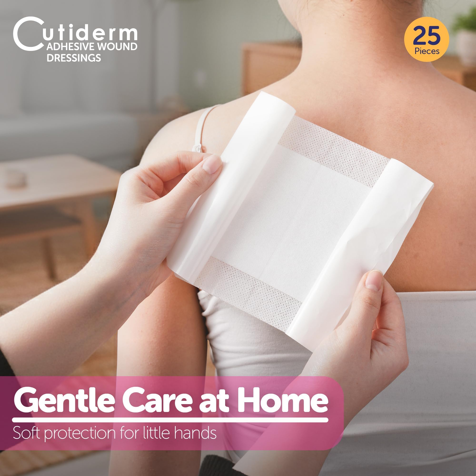 Cutiderm Apósito adhesivo estéril para heridas, 15cm x 15cm, caja de 25