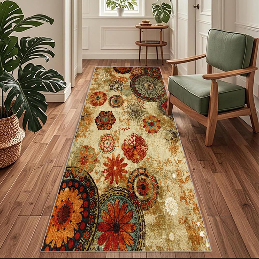 Siunwdiy Extra Long Runner Rugs for Hallway 120x120cm Moroccan Boho Carpet Runners for Hallways Non Slip Long,Kitchen Rugs Washable,Corridors Runner Rug for Living Room,Entrance,Home Decor