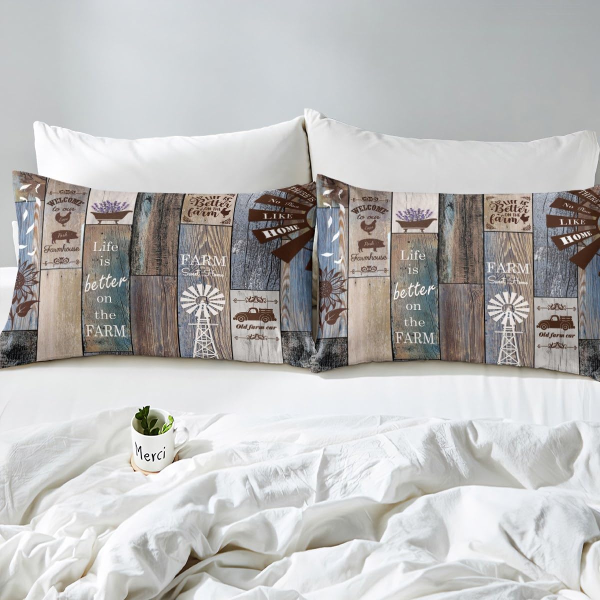 Copripiumino In Cotone 100% Stile Fattoria – 135x200 Cm – Biancheria Da Letto Rustica Con Federa – Per Camper O Cameretta