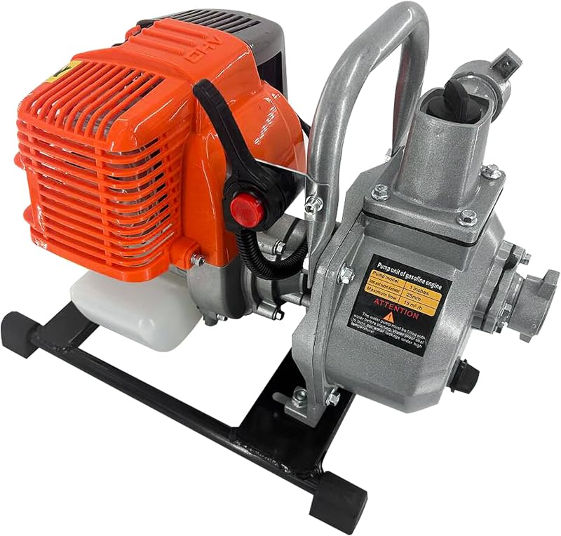 Bomba de transferencia de agua de gasolina 43CC 4 tiempos Motor de gasolina Bomba de transferencia de agua de alto flujo 6500RPM 35 GPM Bomba de riego de granja de jardín (43CC 4 tiempos 1.7HP)