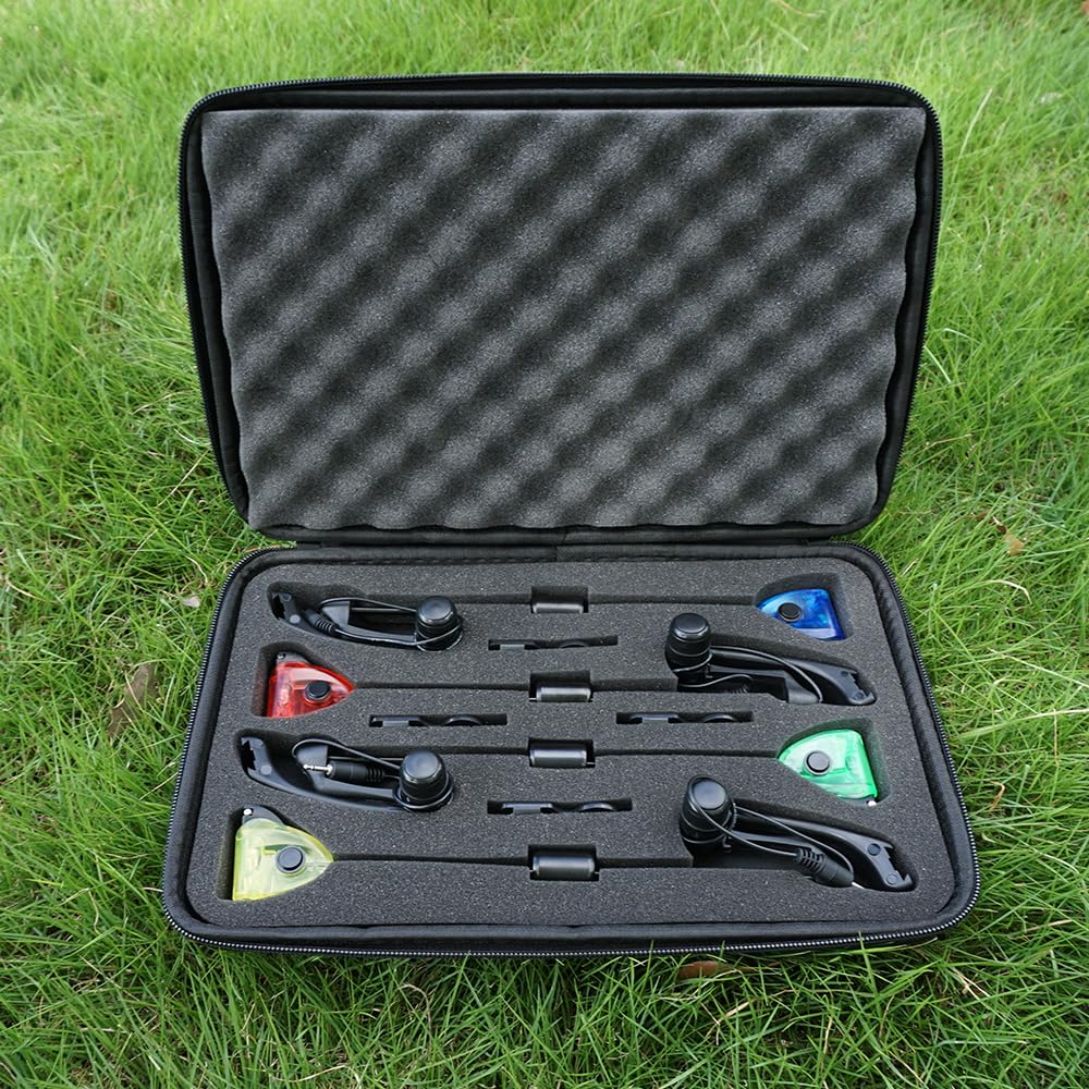 Hirisi Tackle Lot de 4 détecteurs de touche de pêche à la carpe avec lumière LED 2,5 mm