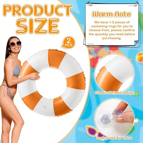 Miniatura 2 de 47.24 Inch Jumbo Inflatable Pool Floats Blue and White Striped Pool Rings Swimming Inflatable Tube for Adult Women Summer Beach Bachelorette Wedding
