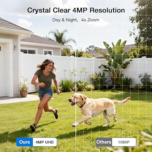 Miniatura 5 de Aume Cámaras de seguridad de 4MP inalámbricas para exteriores, sin suscripción, kit de 2 cámaras, alimentado por energía solar, sistema de cámara de