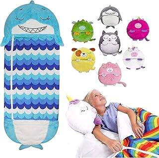 Saco de dormir infantil com travesseiro, saco de dormir dobrável 2 em 1, saco de dormir confortável e macio para crianças, sacos de dormir infantis, sacos de dormir de animais fofos,M,160x60cm
