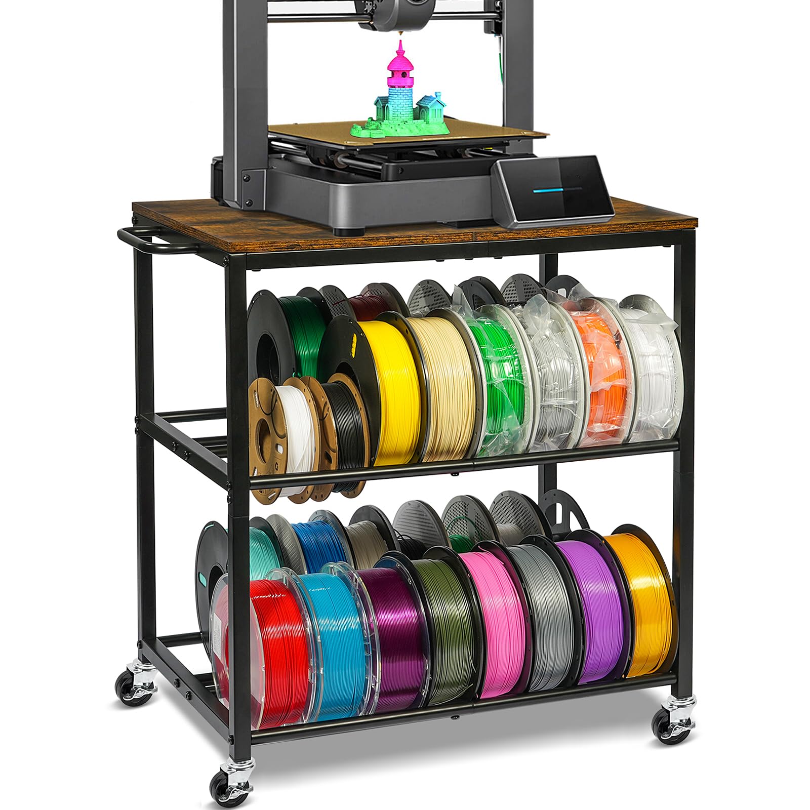 ikkle 3D Printer Filament Storage Rack with Wheels, Heavy Duty Metal ...