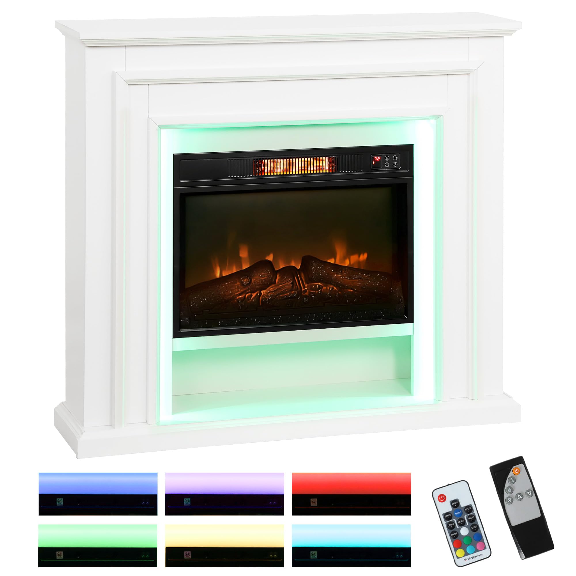 HOMCOM 41" Electric Fireplace with Surround, Inset Electric Fire, 1800W