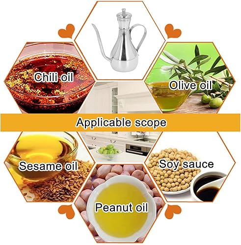 Miniatura 3 de Botella de aceite de oliva, dispensador de aceite de acero inoxidable para uso diario, vinagre de aceite con material de grado alimenticio, a prueba
