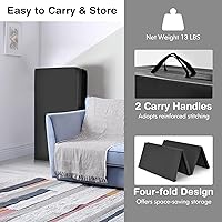 Vista 4 de GYMAX Colchoneta de gimnasia, 4 x 8 x 2 pulgadas, plegable, gruesa, con asas de transporte y costuras resistentes, cubierta de piel sintética