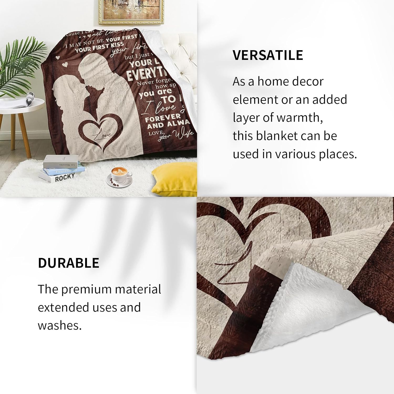 Husband Gifts, Husband Gifts for Valentines Day, Birthday Present for Hubby, Anniversary Wedding Present for Him, I Love You for Him Throw Blankets 60"x50" - Image 5